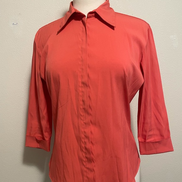 DDC Stretch S Small Collared Shirt Top Zipper Orange - Picture 1 of 8